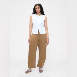 GAP Size 12P Mid Rise Twill Barrel Pants- Palamino Brown